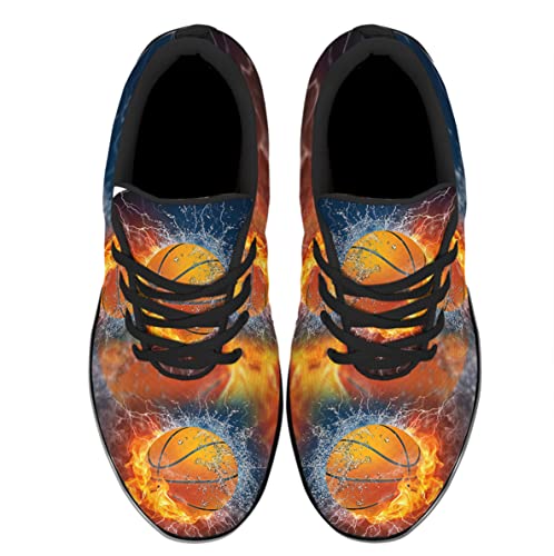 Ice Fire Basketball Shoes for Men Women Running Sneakers Comfort Lightweight Walking Jogging Shoes Black Size 7.5