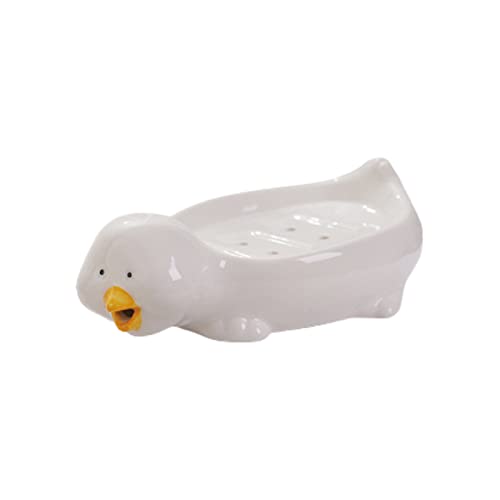 LUZLED Multifunctional Soap Dish Self Draining Soap Holder Saver Cute Pet Shape Soap Rack for Shower Bathroom Tub Kitchen Sink Ceramic Tray Holder for Bathroom Camping Gym（Chick）