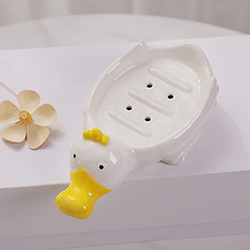 LUZLED Multifunctional Soap Dish Self Draining Soap Holder Saver Cute Pet Shape Soap Rack for Shower Bathroom Tub Kitchen Sink Ceramic Tray Holder for Bathroom Camping Gym（Chick）