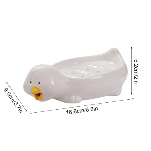 LUZLED Multifunctional Soap Dish Self Draining Soap Holder Saver Cute Pet Shape Soap Rack for Shower Bathroom Tub Kitchen Sink Ceramic Tray Holder for Bathroom Camping Gym（Chick）