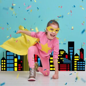 City Skyline Backdrop Hero Party Decoration City Skyline Buildings Photography Background Hero Party Centerpiece City Skyscraper Standing Cards for Hero Birthday Party Baby Shower Decor Supplies