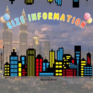 City Skyline Backdrop Hero Party Decoration City Skyline Buildings Photography Background Hero Party Centerpiece City Skyscraper Standing Cards for Hero Birthday Party Baby Shower Decor Supplies