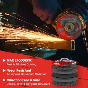 SHALL 25-Pack Cut Off Wheels 3” x 3/8” x 3/64” - Ultra Thin Cutting Wheel with Pouch for Angle Grinder & Cut-Off Tools - Fast Cutting Disc for INOX, Steel, Iron, Non-Ferrous Metal & PVC