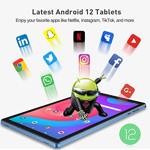 VASOUN Android Tablet 10 inch, 2 GB RAM, 32 GB Android 12 Tablet, Kids Tablet, IPS HD Display, GPS, FM, Quad-Core Processor, Wi-Fi (Blue)
