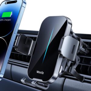 𝟮𝟬𝟮𝟯 𝗡𝗲𝘄 weetla wireless car charger,charging auto-alignment, air vent 360° adjustable auto-clamping car phone holder mount wireless charging for iphone 15/14/13/12/11/pro max (gray)