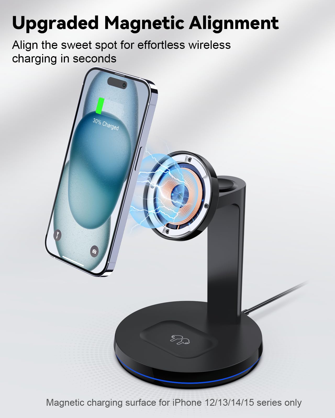 Magnetic Wireless Charger 3 in 1 - NANAMI Fast Wireless Charging Station for Multiple Devices Mag Safe Charger Stand for Apple Watch Series 8/7/SE, Phone Charger Dock for iPhone 15/14/13/12, AirPods