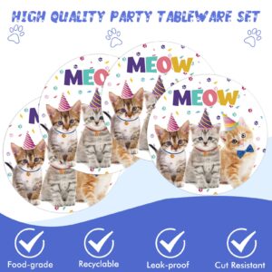 Cat birthday party supplies Kitty Party Supplies Kit Includes Cat Party Banner Plates, Napkins,Tablecloth,Cake Toppers, Balloons,Hanging Swirl for Kids Girls