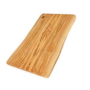 ideaolives natural olive wood cutting board, rustic serving platter for meat & snack, wooden charcuterie board cheese serving tray, handmade decorative cutting board, housewarming gift (zrb-m)