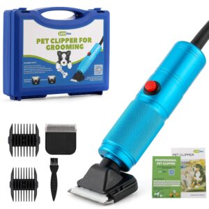 pet grooming clippers 200w luzrise (118'' power cord plug-in, stepless speed control, low noise< 50db, heavy-duty commercial grade, with extra blade & 2 guide combs of 4 sizes, for dog, cat and more)