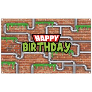yriujul 72x43inch anime kids birthday backdrop cartoon ninja tortoise party banner water pipe red brick wall photography background photo props