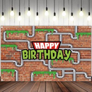 Yriujul 72x43inch Anime Kids Birthday Backdrop Cartoon Ninja Tortoise Party Banner Water Pipe Red Brick Wall Photography Background Photo Props