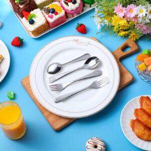 36 Pcs Kids Silverware Set Toddler Utensils Stainless Steel Safe Forks and Spoons 16 Kids Forks 16 Kids Spoons Children Metal Cutlery Set Baby Flatware Sets (Silver)