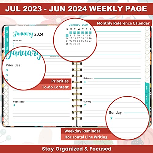 Planner 2023-2024 - Jul. 2023 - Jun. 2024, 6.4" x 8.5" Weekly and Monthly Planner, Academic Planner 2023-2024 Tabs, Thick Paper, Back Pocket, Inspirational Quotes