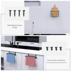 VZINO Over The Cabinet Door Organizer, 2 Packs Cutting Board Organizer with Towel Bar/Paper Holder for Kitchen Storage, Black