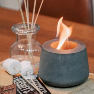 tabletop fire pit - concrete fire bowl, mini portable tabletop fireplace for indoor outdoor, rubbing ethanol alcohol round