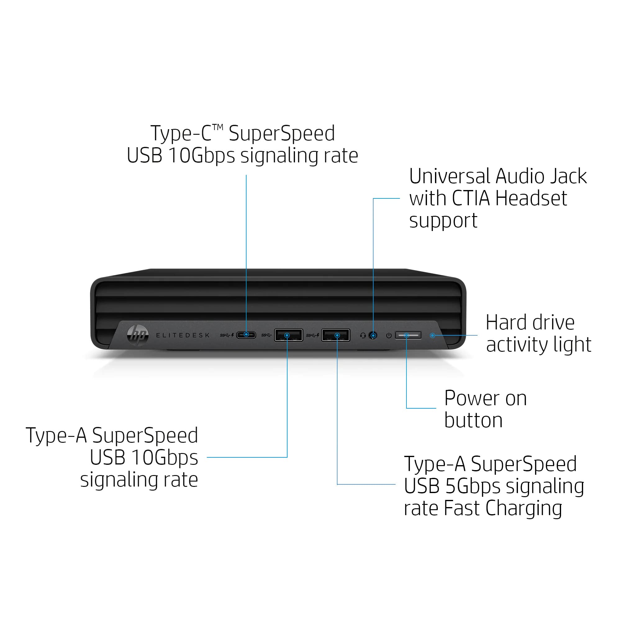 HP EliteDesk 800 G6 Business Mini Desktop, Intel Core i5-10500T Processor, 16GB DDR4 RAM, 512GB PCIe SSD, RJ-45, Displayport, Wired KB & Mouse, Wi-Fi, Windows 11 Pro