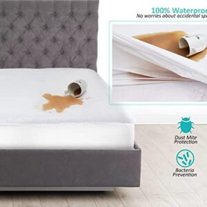 Split Queen Mattress Protector for Adjustable Bed- Soft Cooling Waterproof Noiseless Fully Split Queen Mattress Cover [2-PC 30" x 80"], 10-Inch Deep Pockets Terry Cotton Surface - White