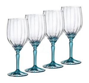 bormioli rocco florian 18 oz. red wine, gin & tonic glasses, lucent blue, set of 4