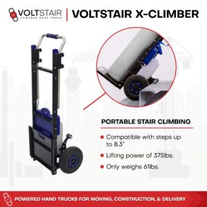 XClimber Stair Climbing Electric Hand Truck Dolly 375 lbs. Lifting Capacity with Quiet Operation and Non-Marking Anti-Slip Pneumatic Wheels for Moving Heavy Appliances, Large Boxes, Safes, Cylinders