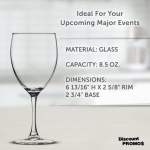 DISCOUNT PROMOS ARC Nuance Wine Glasses 8.5 oz Set of 6, Bulk Pack - Restaurant Glassware, Perfect for Red Wine, White Wine, Cocktails and More - Clear