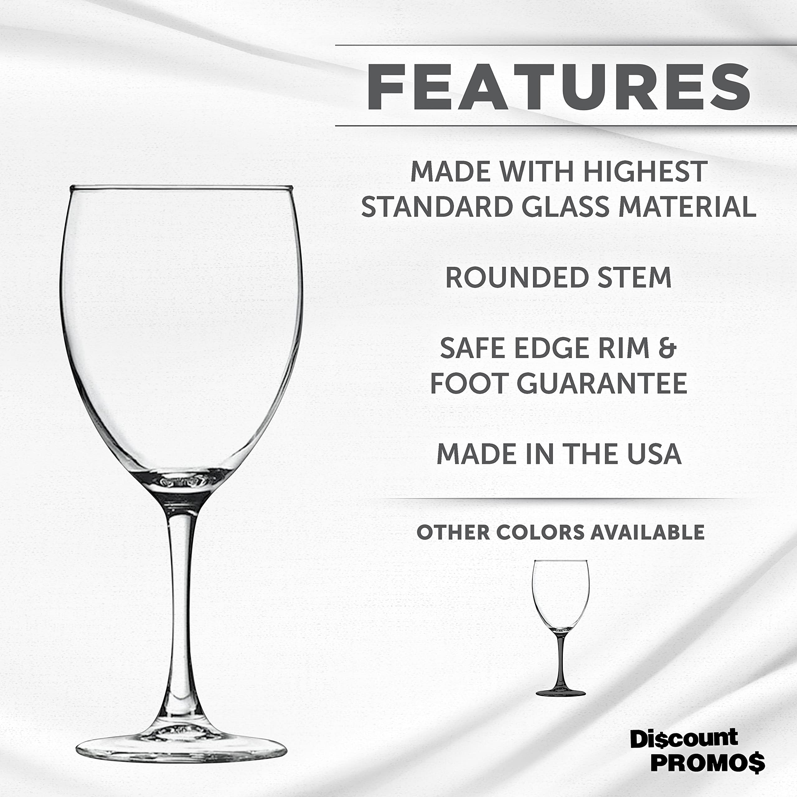 DISCOUNT PROMOS ARC Nuance Wine Glasses 8.5 oz Set of 6, Bulk Pack - Restaurant Glassware, Perfect for Red Wine, White Wine, Cocktails and More - Clear