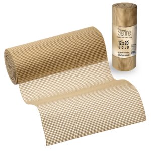 sterline shelf liner paper - drawer liner papers gold - 12 in x 20 ft, cut-to-size, non-adhesive, durable, non-slip mat, easy install, strong grip - kitchen cabinet liners, black shelf paper liner