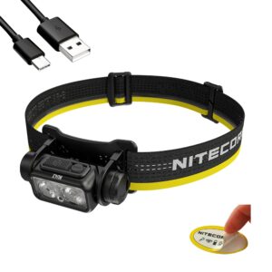 nitecore nu43 rechargeable headlamp, 1400 lumens usb-c bright lightweight for camping, running, or working, with spotlight, floodlight, red light