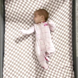 LifeTree Fitted Crib Sheets for Boys Girls & Neutral, Muslin Baby Sheet Fits Standard Crib and Toddler Mattresses, Soft, Checkered Print, 70% Viscose from Bamboo and 30% Cotton 28in x 52in