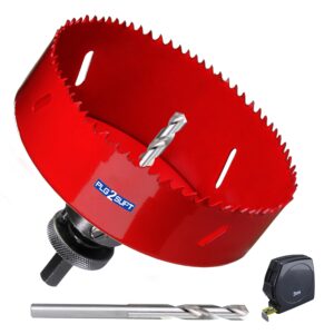 plg2supt 6” hss bi metal hole saw cutter for wood drywall plastic aluminum mild steel iron metal stainless steel heavy duty hole saw bit with arbor