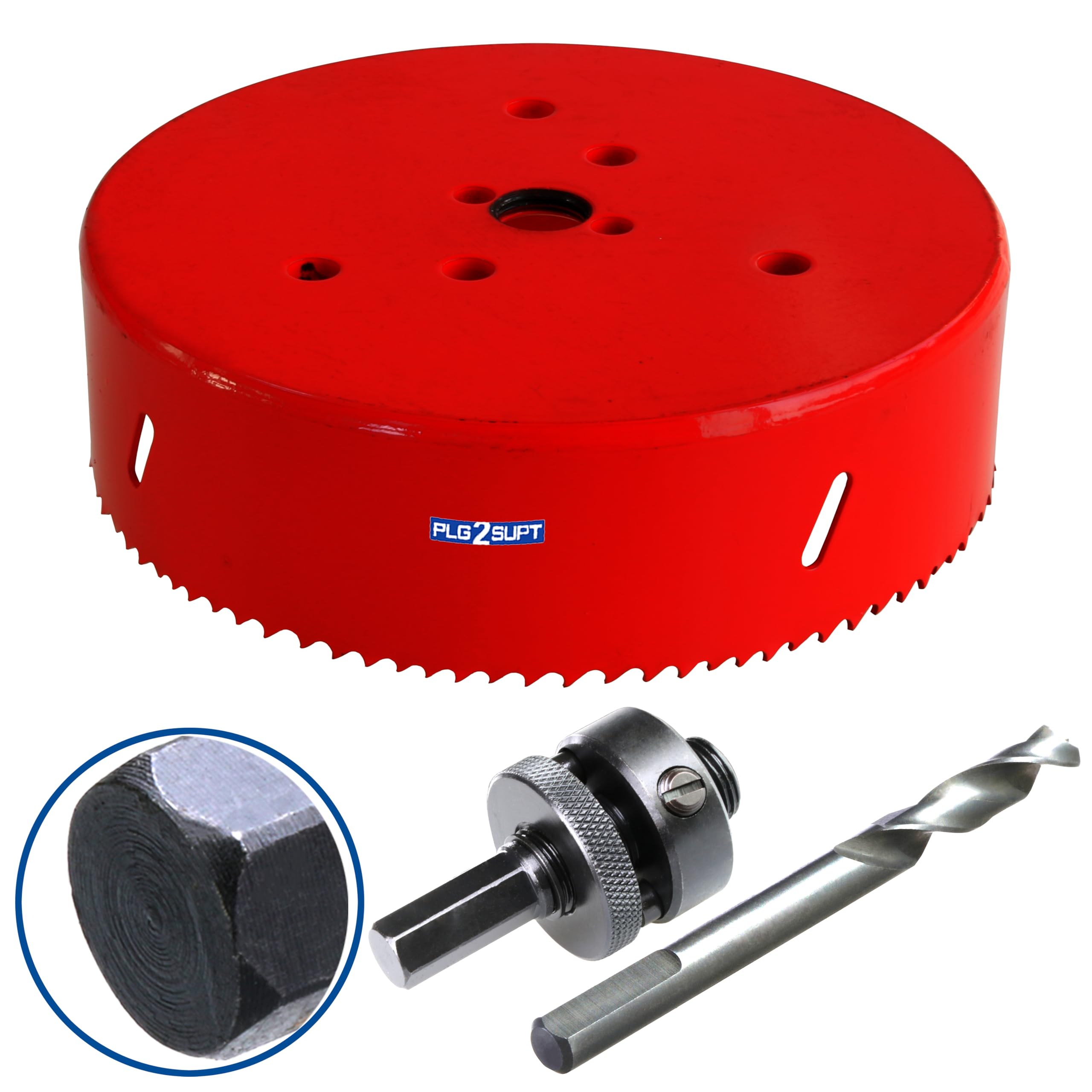 PLG2SUPT 6” HSS Bi Metal Hole Saw Cutter for Wood Drywall Plastic Aluminum Mild Steel Iron Metal Stainless Steel Heavy Duty Hole Saw Bit with Arbor