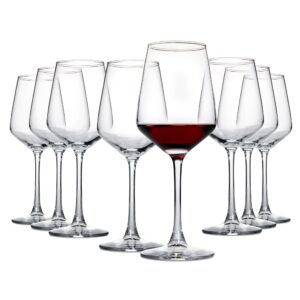 yaryoung wine glasses set of 8, long stem clear glass 12 ounce for wedding party gift, dishwasher safe