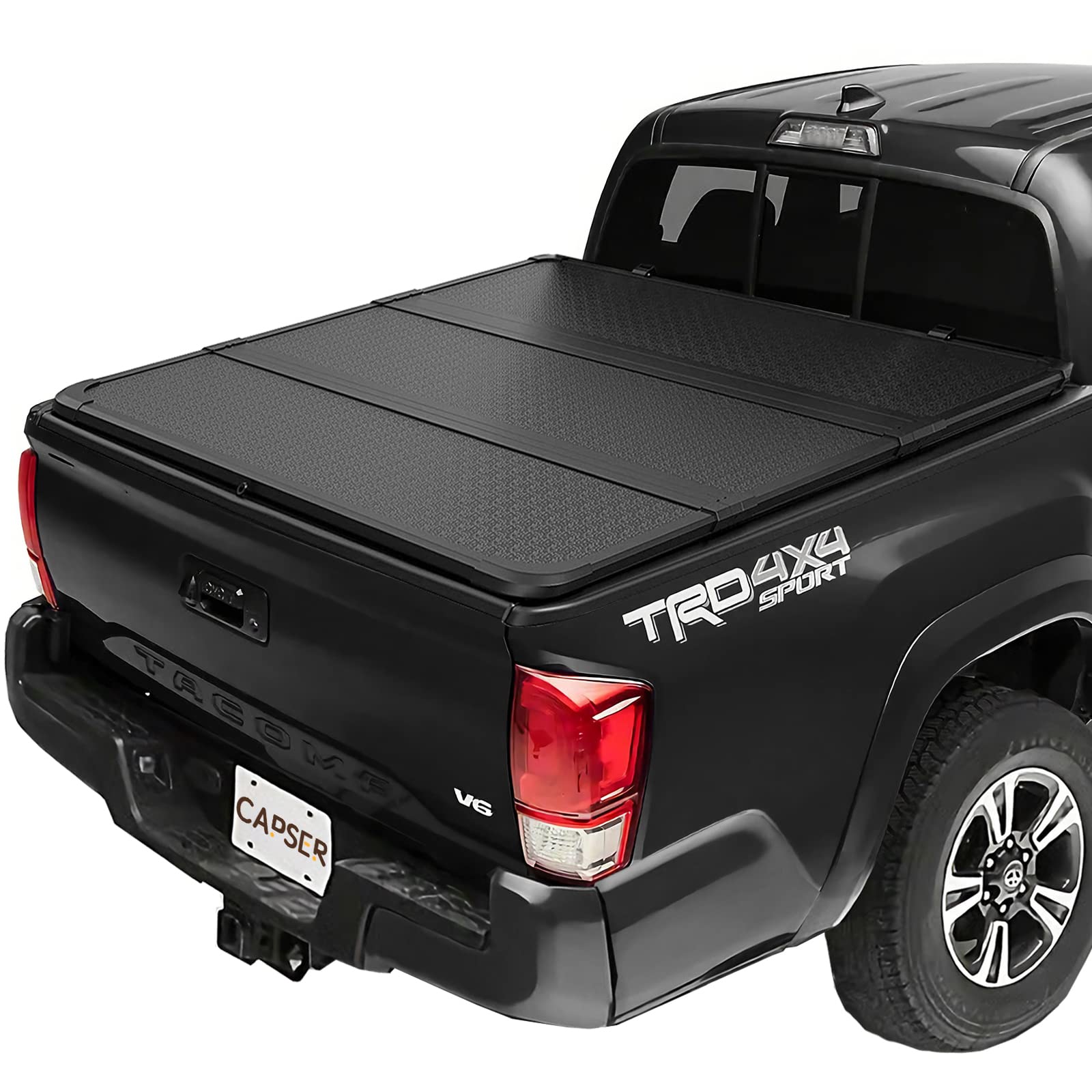 CAPSER 5ft Hard Tri Fold Truck Bed Tonneau Cover Compatible with 2016-2023 Toyota Tacoma 5 ft / 60.5” Bed (Excl. Trail)