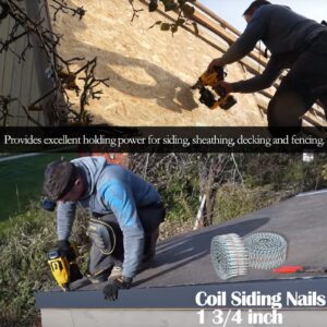 Coil Siding Nails 1-3/4-in 15 Degree Stainless Steel Coil Siding Nails 1200 Count 1-3/4-Inch x .092-Inch Ring Shank Cold-Dipped Galvanized Collated Wire Coil Nails