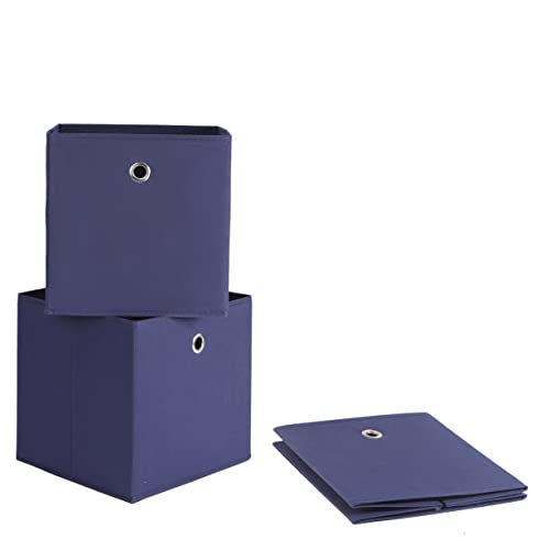 Rabtero Foldable Storage Cubes, Collapsible Cloth Baskets Open Storage Bins for Home Tidy and Storage-Navy Blue, 6 Packs, 11 inches