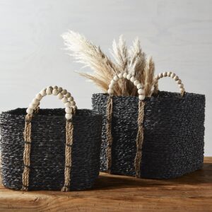 Mud Pie Black Beaded Baskets