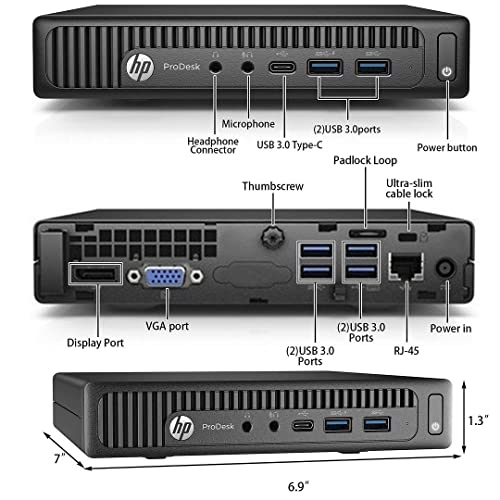 HP ProDesk 600 G2 Refurbished Tiny Desktop Computers Mini PC,i5 Micro 16GB Ram 1TB SSD,AX210 Built-in WiFi,Dual Monitor Support,HDMI,VGA,DP,Win10 Pro,Wireless K&M Brand TJJ Mouse Pad(Renewed)