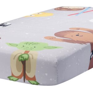 Lambs & Ivy Star Wars Galaxy Cotton Fitted Crib Sheet - Yoda/Darth Vader/R2D2