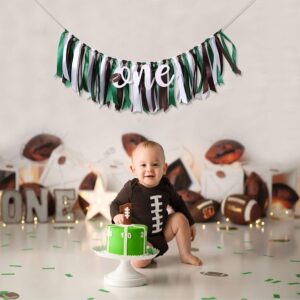 Football 1st Birthday High Chair Banner,Football Party, Happy 1st Birthday Banner, Party Photo Props, Football Crushed Cake Photo Props (Football Banner)