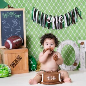 Football 1st Birthday High Chair Banner,Football Party, Happy 1st Birthday Banner, Party Photo Props, Football Crushed Cake Photo Props (Football Banner)