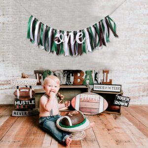Football 1st Birthday High Chair Banner,Football Party, Happy 1st Birthday Banner, Party Photo Props, Football Crushed Cake Photo Props (Football Banner)