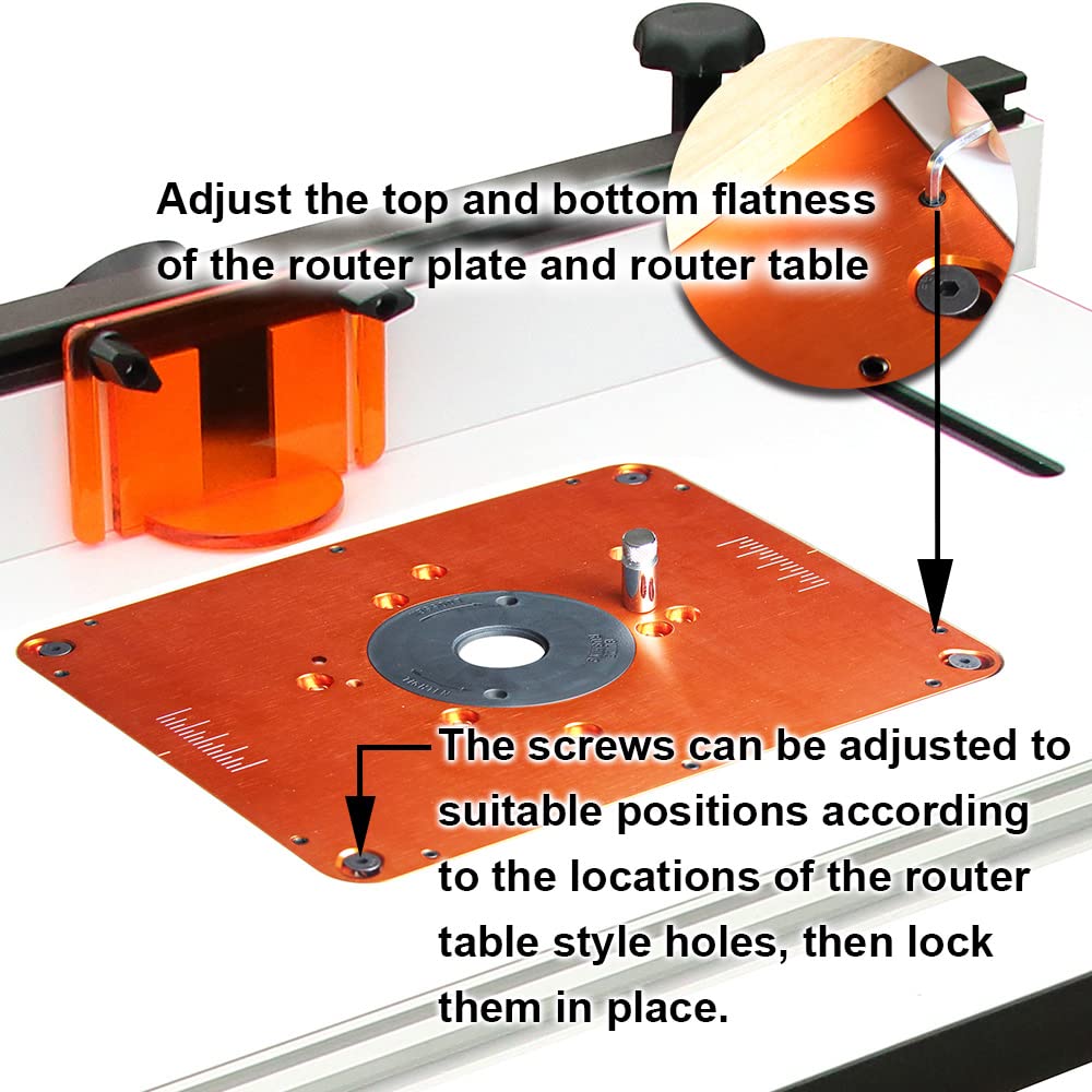 O'SKOOL Precision Aluminum Router Table Insert Plate, Router Templates With Pre-Drilled Adapt to Multiple Routers of Different Model