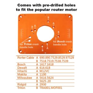 O'SKOOL Precision Aluminum Router Table Insert Plate, Router Templates With Pre-Drilled Adapt to Multiple Routers of Different Model