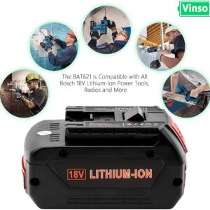 sypousy Bosch 18V Battery, BAT609 Battery,18V Bosch Replacement Battery,5000mAh Lithium Battery for BAT610G BAT618G BAT619 BAT621 BAT620 Cordless Power Tool Battery (2)