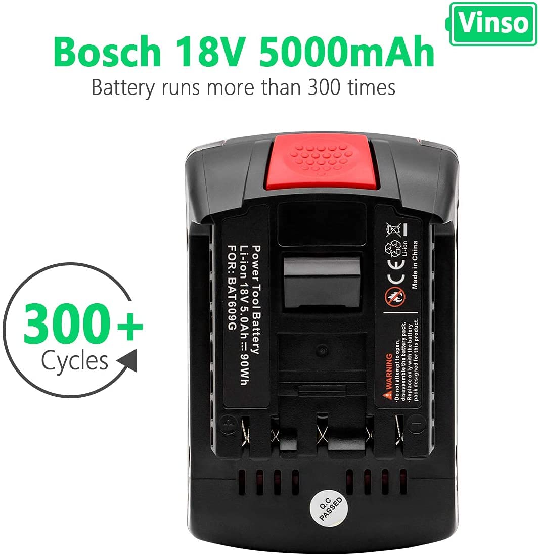 sypousy Bosch 18V Battery, BAT609 Battery,18V Bosch Replacement Battery,5000mAh Lithium Battery for BAT610G BAT618G BAT619 BAT621 BAT620 Cordless Power Tool Battery (2)