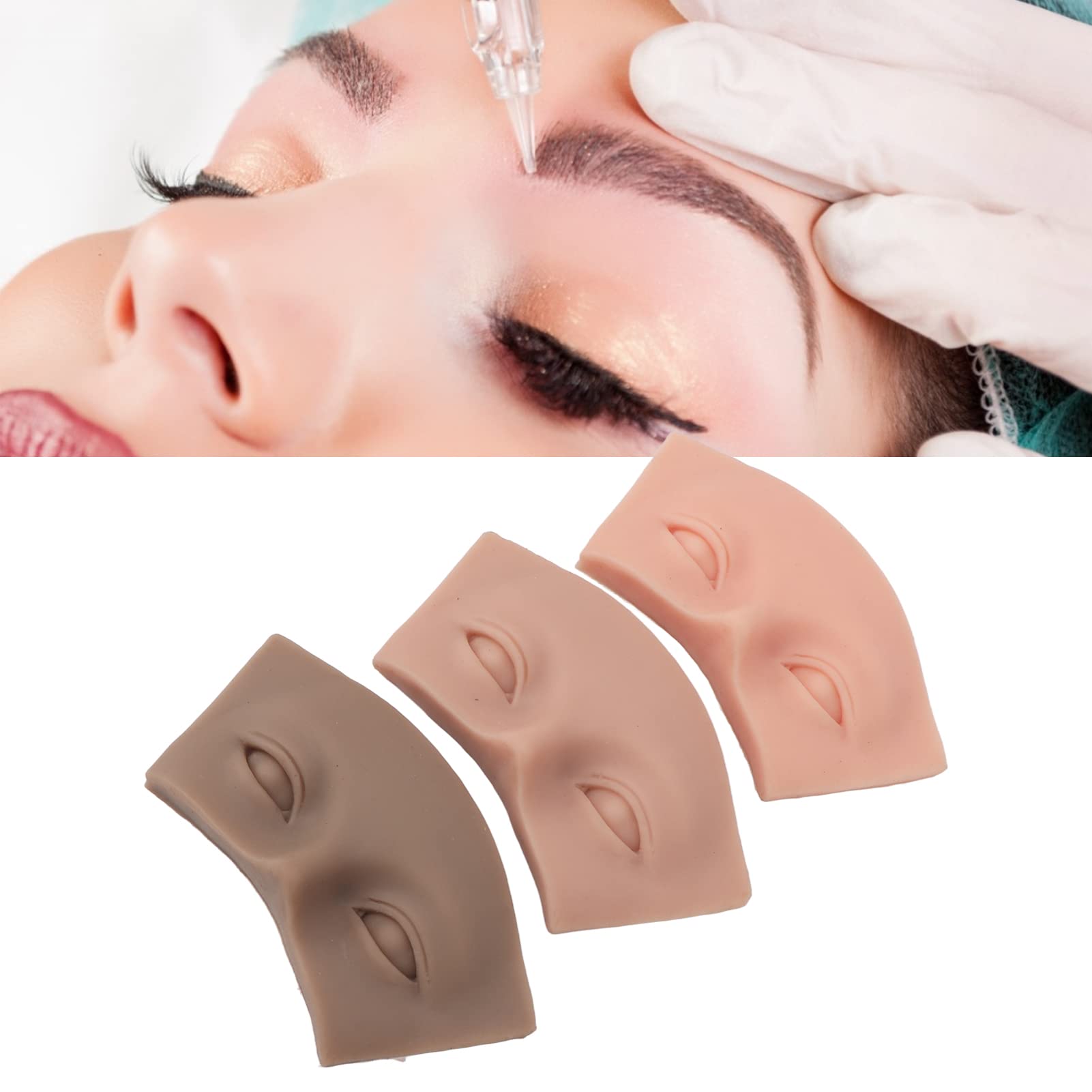 Sonew 3pcs Eye Model, Silicone Piercing Model for Makeup and Eyebrow Tattoo Practice, Teaching Display for School and Hospital