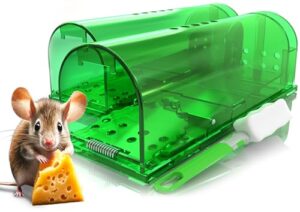 utopia home humane mouse traps indoor for home (pack of 2) - green reusable mice traps for house indoor - pet safe mouse trap easy to set, quick, effective, & safe rodent trap