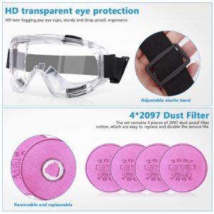 KAMZSZMF Half Facepiece with 4pcs 2097 Filter and Goggles, Reusable Respirator Mask Used for Epoxy resin, Dust, Paint, Organic Vapors, Welding, Grinding, Cutting