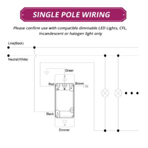 Emitever Dimmer Light Switch,Single-Pole or 3-Way Led Dimmer Switch,Wall Switches for Dimmable LED,CFL,Incandescent,Halogen Light Bulbs,Wall Plate Included,ETL Certified,1 Pack,Matte White