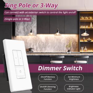 Emitever Dimmer Light Switch,Single-Pole or 3-Way Led Dimmer Switch,Wall Switches for Dimmable LED,CFL,Incandescent,Halogen Light Bulbs,Wall Plate Included,ETL Certified,1 Pack,Matte White