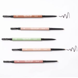 Eyebrow Pencil for Older Women, Dual-Ended Brow Liner Pen with Spoolie, Micro Triangle Tip Eye Brow Filler Pen for Brow Lamination Effect, Hair-Like Stroke, Gray, YES.EYE DO